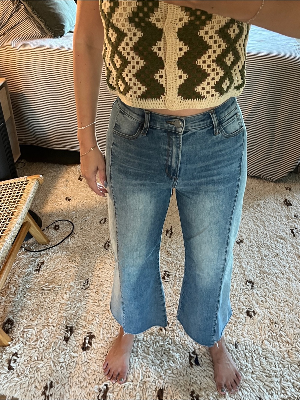 Anthropologie Light Blue Cropped Wide-Leg Jeans